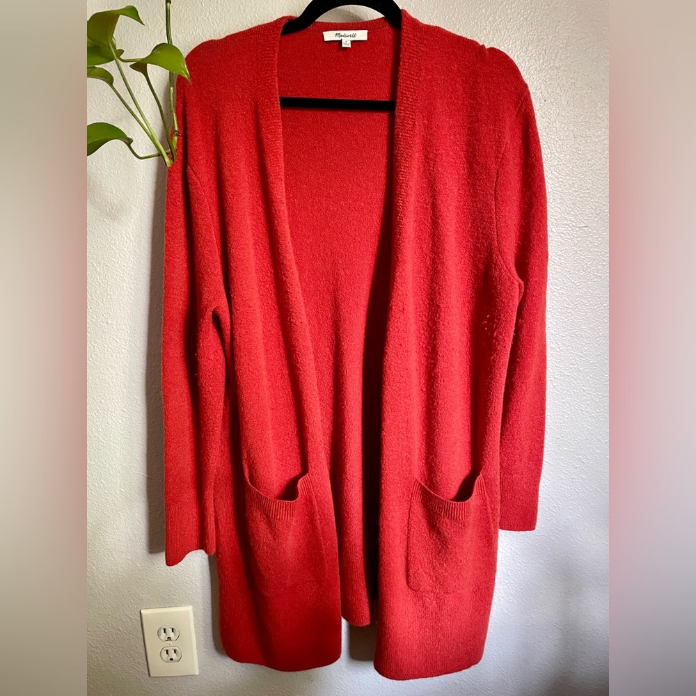 Madewell Kent Wool Cardigan Sweater in Etruscan Clay M Longline Duster - Picture 2 of 8